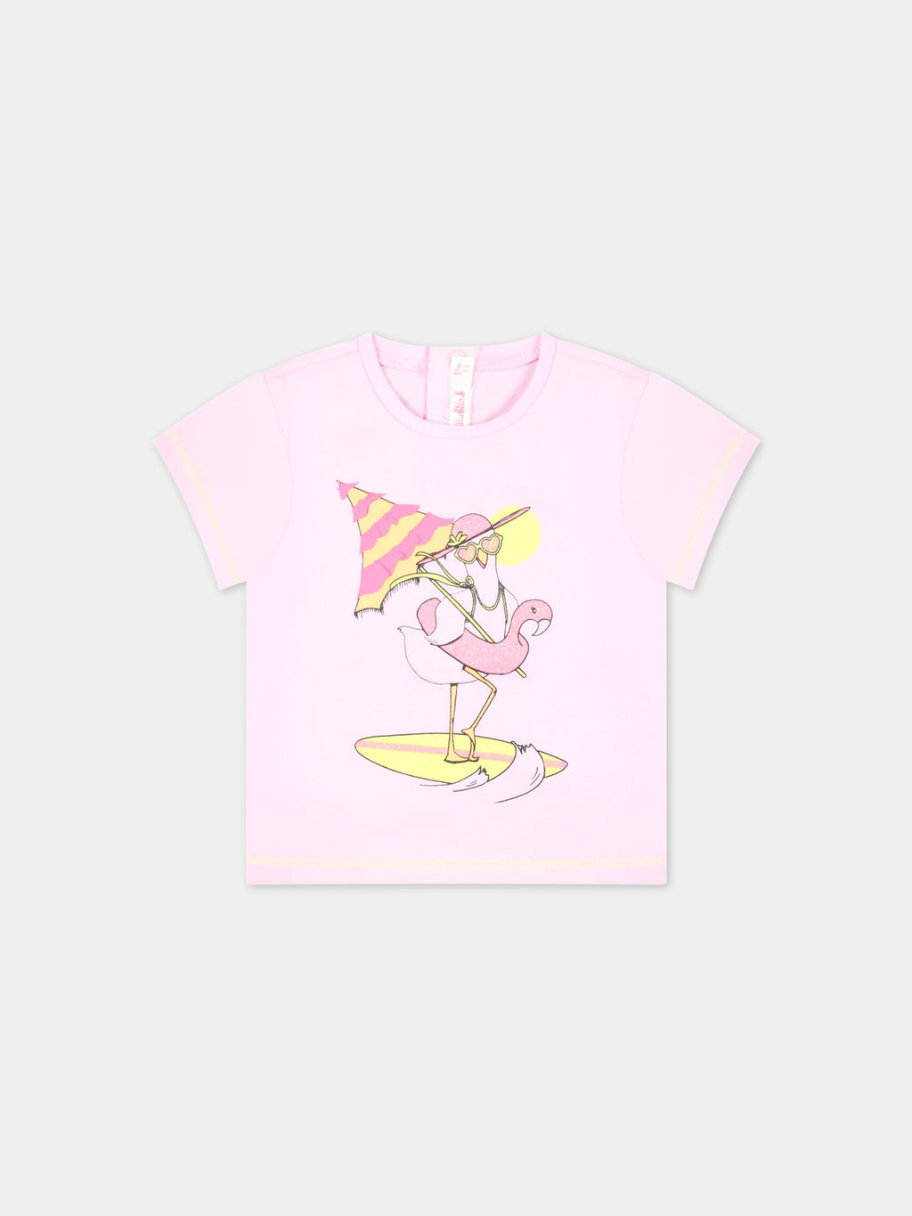 T-shirt rose pour bébé fille avec flamant